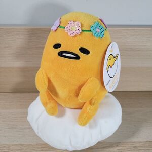 Sanrio Plush Gudetama The Lazy Egg Flower Headband 2023 9" Stuffed Animal Tag